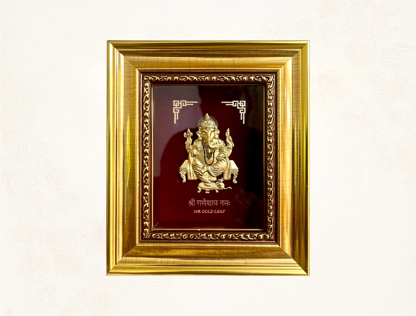 24KT Gold GANESHJI frame | Divine Home Decor | Wall Mount Tabletop Display (6" x 5" Inch)