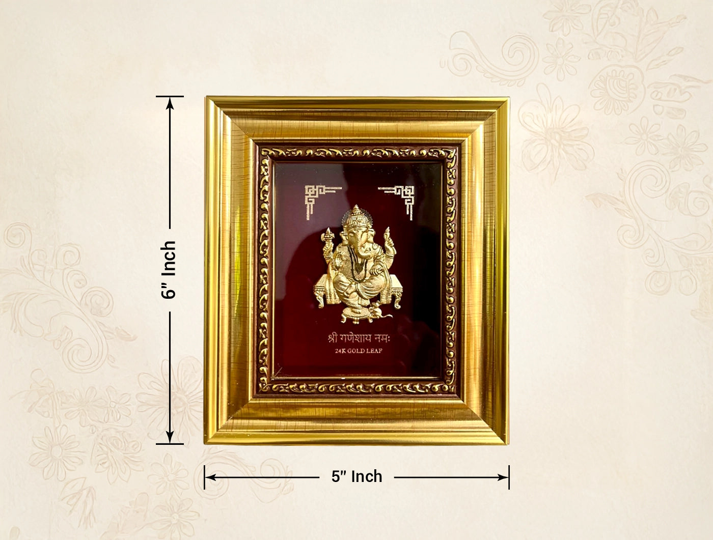 24KT Gold GANESHJI frame | Divine Home Decor | Wall Mount Tabletop Display (6" x 5" Inch)