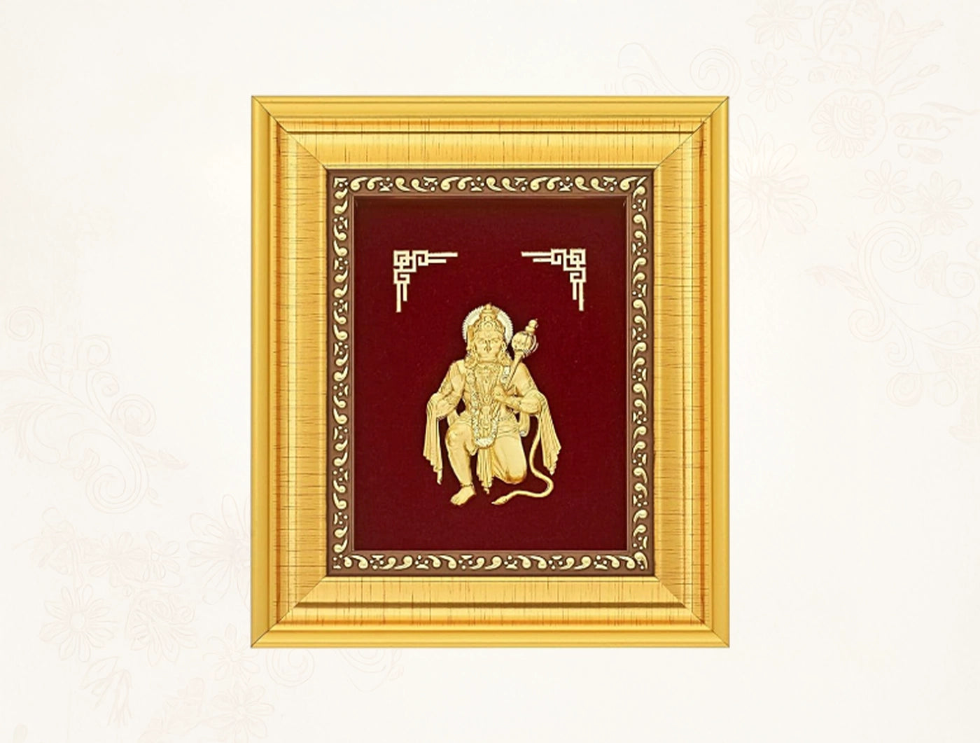 24KT Gold Hanumanji frame | Divine Home Decor | Wall Mount Tabletop Display (6" x 5" Inch)