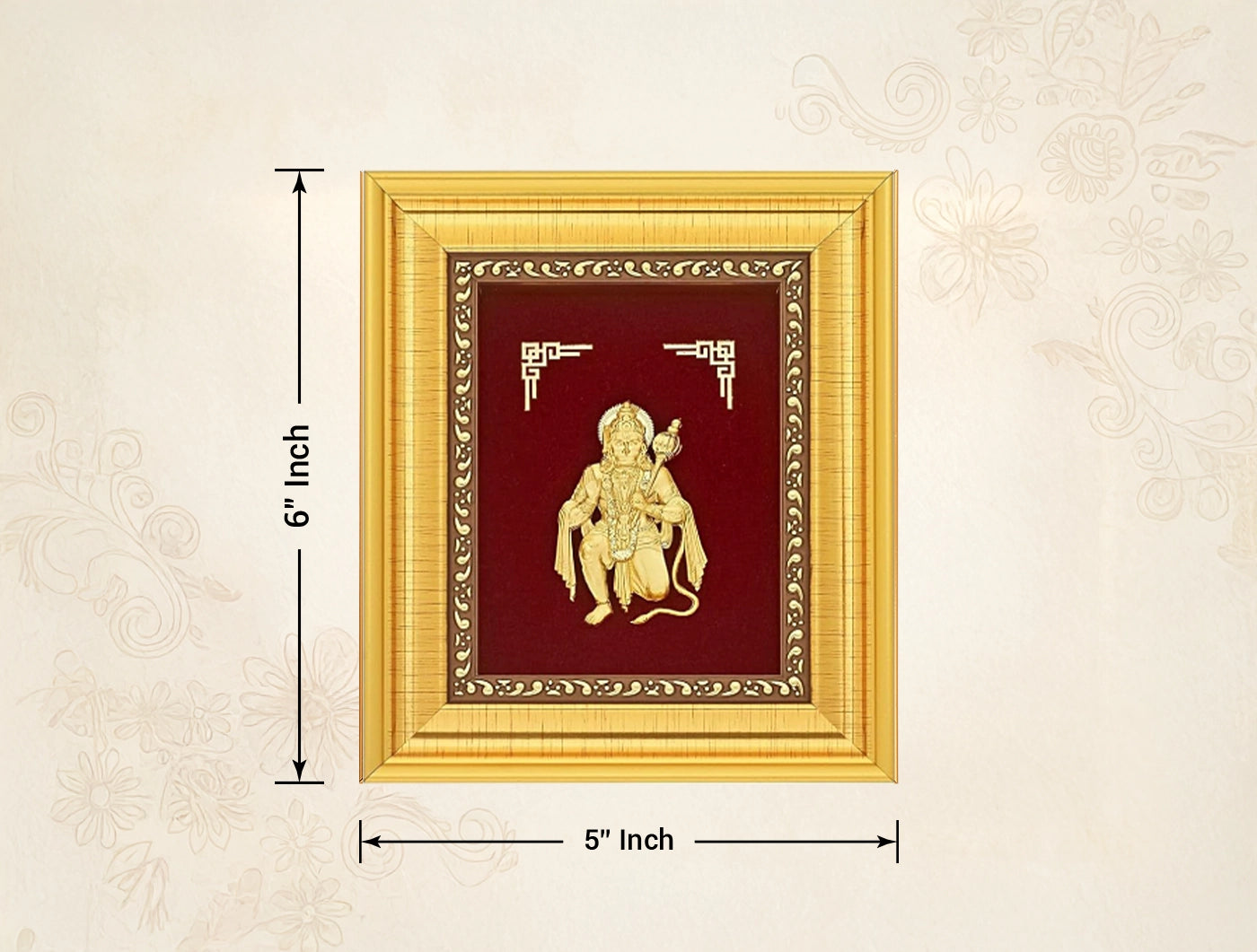 24KT Gold Hanumanji frame | Divine Home Decor | Wall Mount Tabletop Display (6" x 5" Inch)