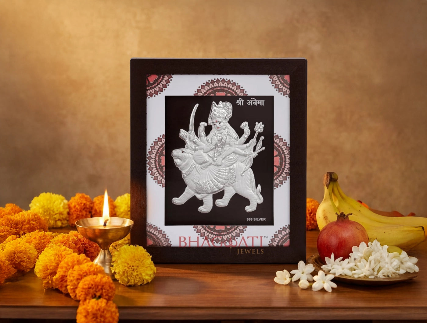 Pure Silver Durgamaa Frame | hanging frame (7" x 6" Inch)