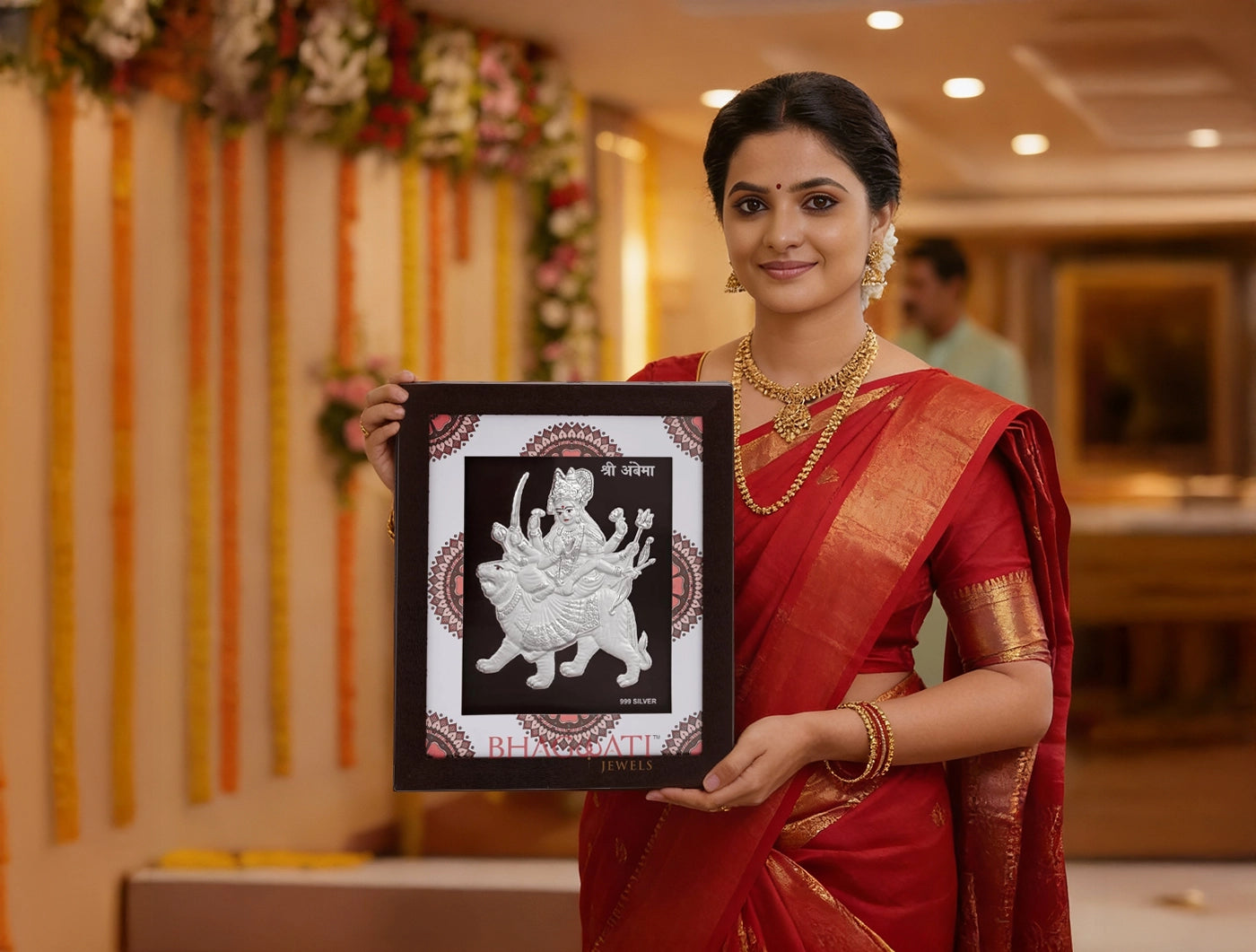 Pure Silver Durgamaa Frame | hanging frame (7" x 6" Inch)