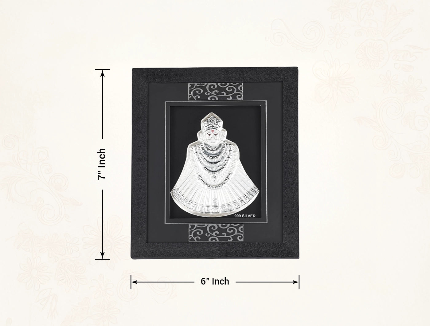 999 Pure Silver Khatu Shyamji Frame Silver Gift Items, | hanging frame (7" x 6" Inch)