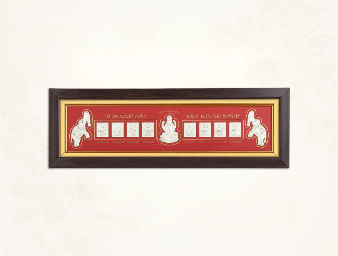 999 Pure Silver Ashta Laxmi Frame by Bhagwati Jewels, crafted in 999 pure silver with intricate detailing.