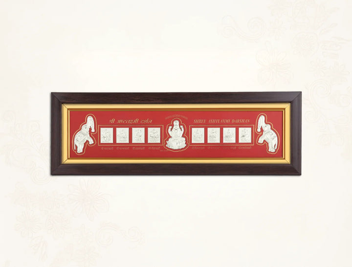 999 Pure Silver Ashta Laxmi Frame by Bhagwati Jewels, crafted in 999 pure silver with intricate detailing.