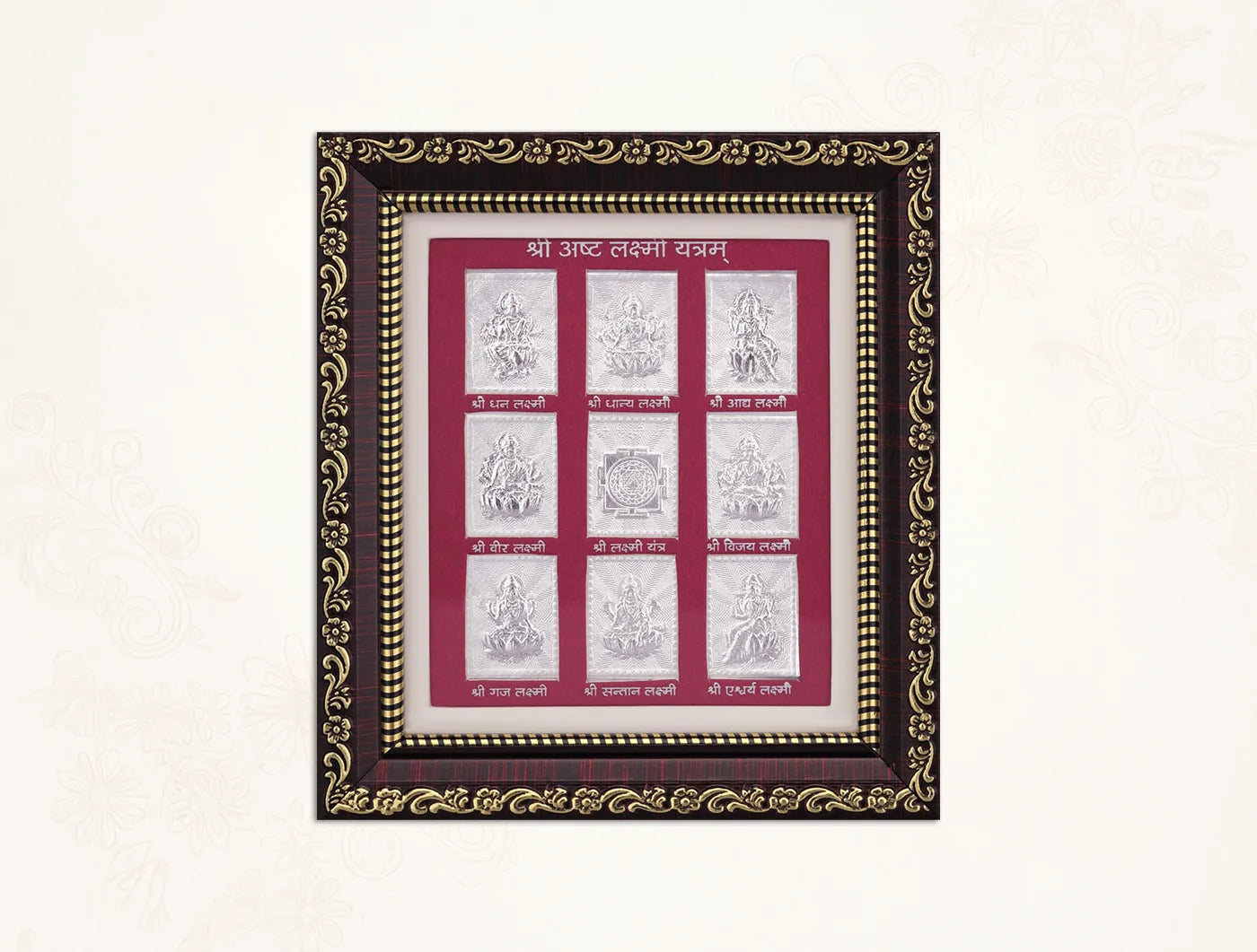 999 Pure Silver Ashta Laxmi Darshan wall mount photo with nine divine images framed for home decor.