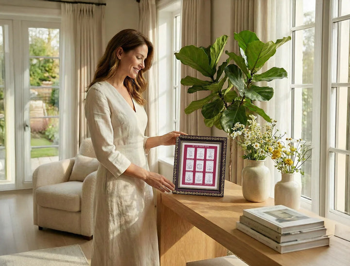 999 Pure Silver Ashta Laxmi Darshan, 5.5 x 5 inches, made of 999 pure silver by Bhagwati Jewels.