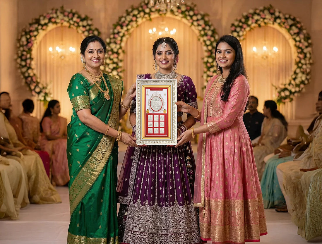 999 Pure Silver Ashta Ganesh Frame, wall mount rectangular photo frame for gifting.