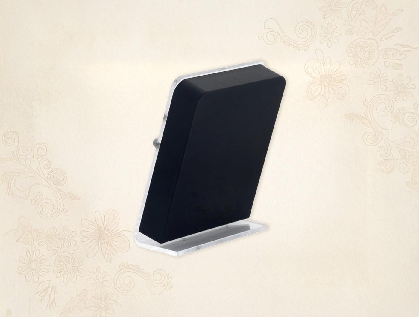 Silver frame 24KT gold Ganeshji stand for tabletop display, 4x3 inches, by Bhagwati Jewels, with glass surface.