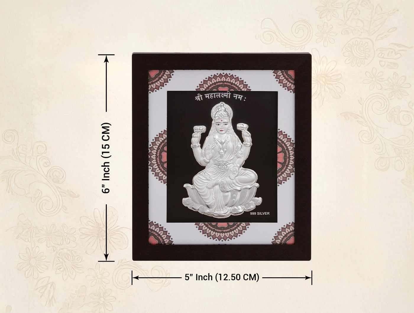 Pure Silver Laxmiji Frame | Divine Home Decor Silver Gift Items, Office Desk | hanging (6" x 5" Inch)