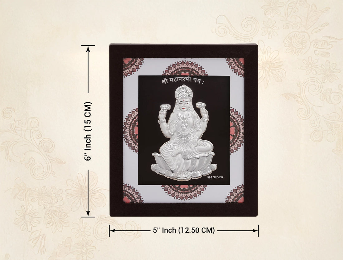 Pure Silver Laxmiji Frame | Divine Home Decor Silver Gift Items, Office Desk | hanging (6" x 5" Inch)