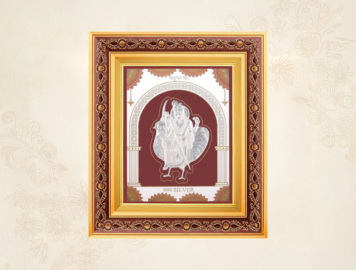 Silver BHARUCHARAMA wall-mounted square photo frame by Bhagwati Jewels, 10.5 x 9 inches, perfect for gifting or home decor.