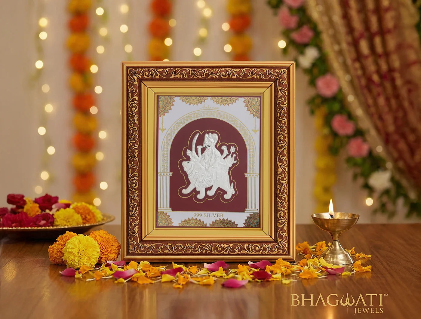 Durgamaa silver frame jewelry by Bhagwati Jewels, 999 pure silver with copper frame, showcasing intricate design and craftsmanship.