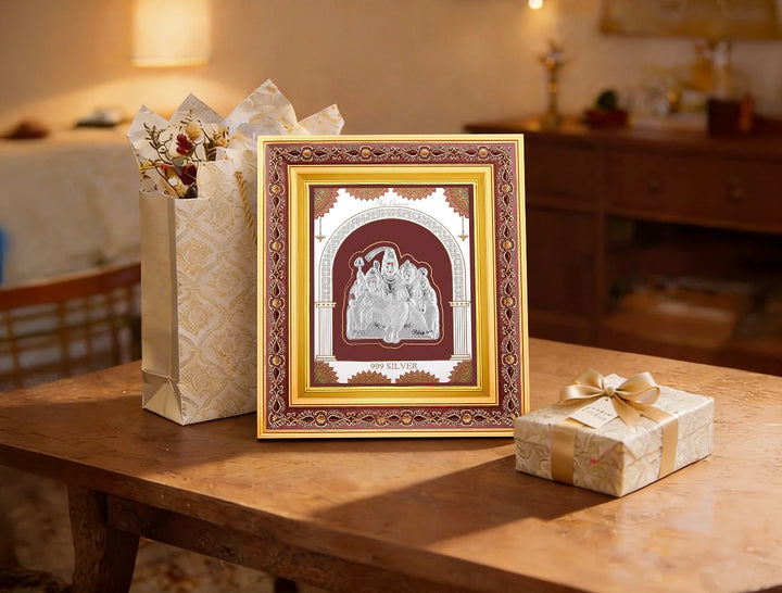 Shivparivar | 999 Pure Silver | Copper Frame | hanging frame (10.50" x 9" Inch)
