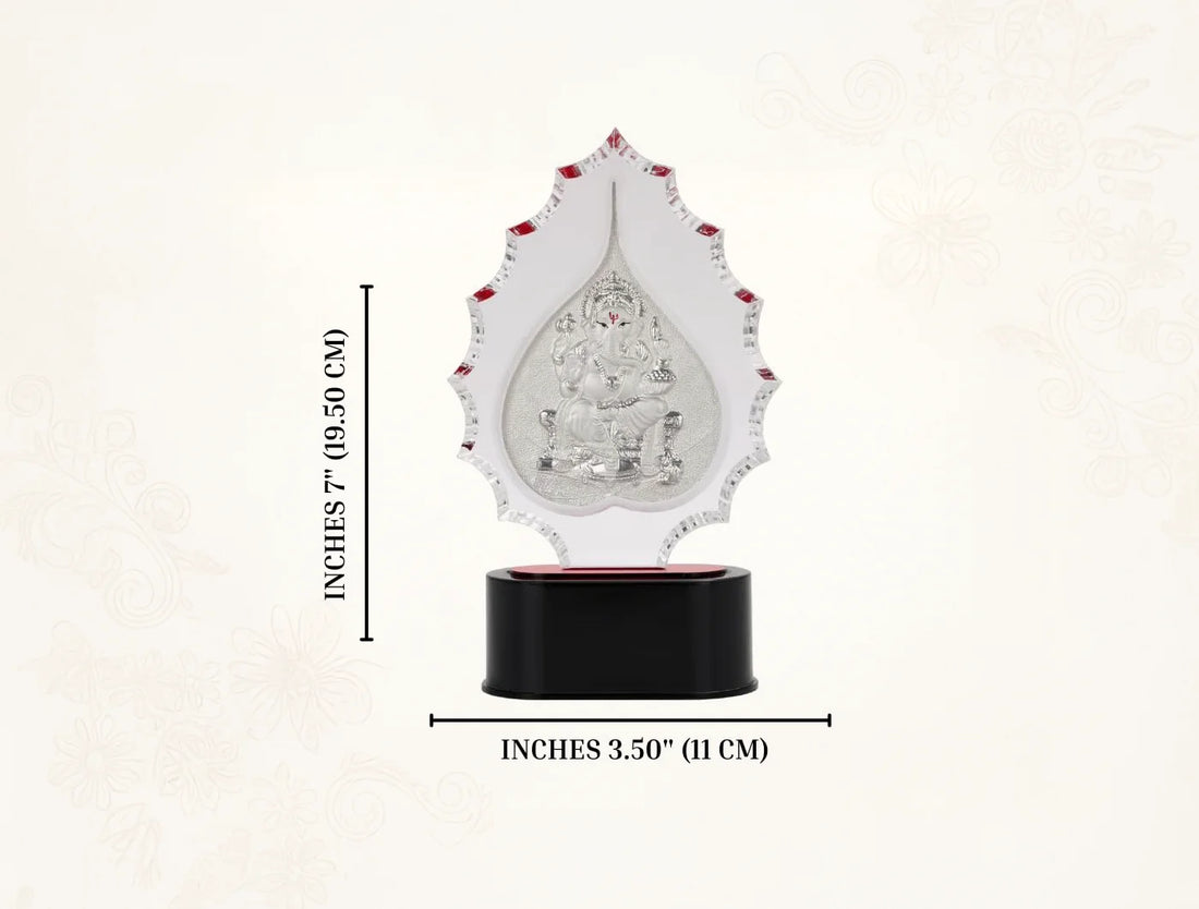 999 Pure Silver Ganesha Trophy Stand | Tabletop 7" x 3.5" showcasing intricate design.