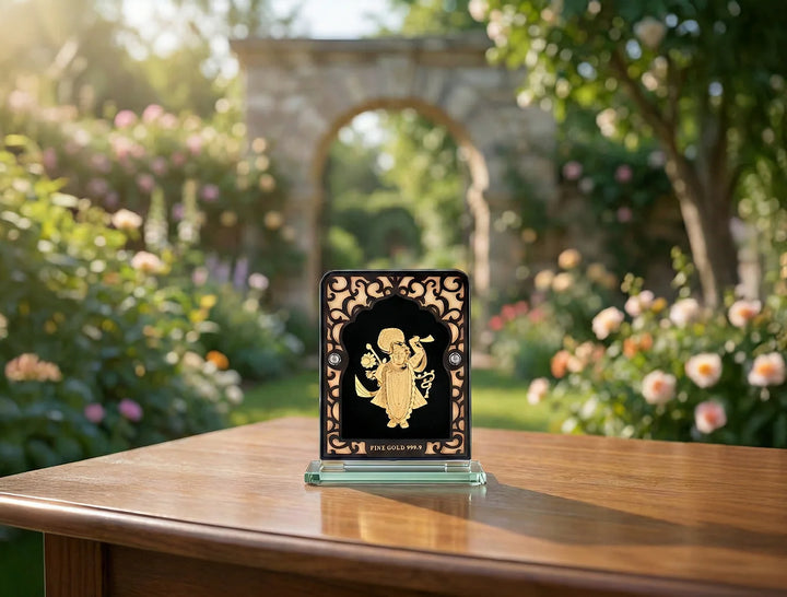 Shrinathji Stand | 24KT Gold Stand | 2.5 x 3 Inch