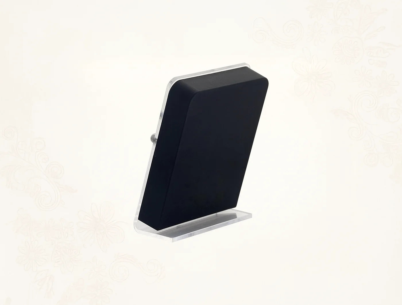 Silver frame Laddu Gopal stand with 24kt gold finish, tabletop display, 4x3 inches, perfect for religious altar decor.