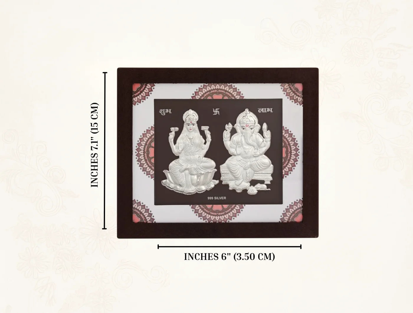 Silver Laxmi-Ganesh wooden square photo frame by Bhagwati Jewels, 7x6 inches, ideal for home or office desk decor.