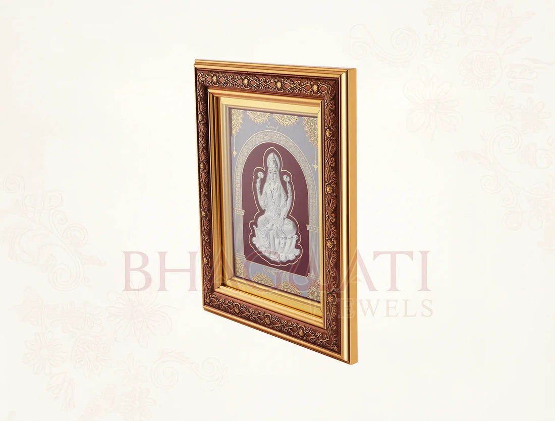 999 Pure Silver Laxmiji hanging Copper frame, square wall mount design, 999 pure silver, copper frame by Bhagwati Jewels.