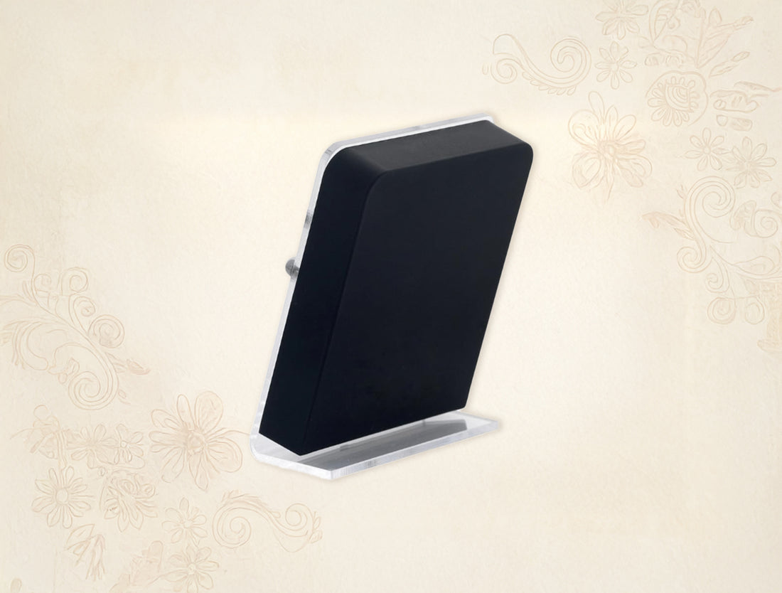 24KT Gold Madina Stand | Tabletop Display (4" x 3") Glass MadinaTabletop | 24Kt Gold | Rectangular Carving Frame | (For Premium Gift, Poojaroom Decor, Office Desk, Car Dashboard, Table Decoration)