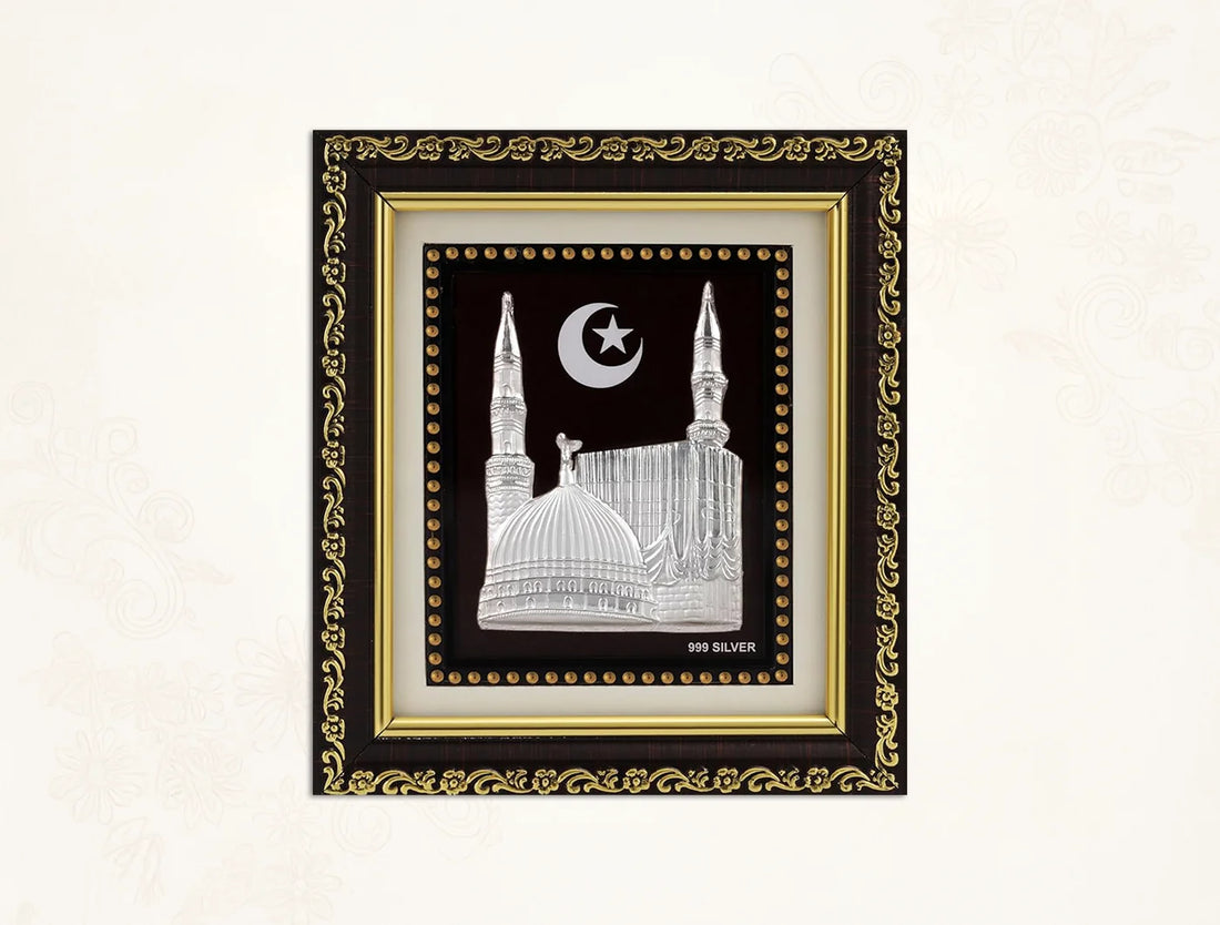 999 Silver Madina Frame for Gift Items  | Ideal Pure Silver Gift for Festivals & Weddings | Square Tabletop |5.5 X 5 Inch