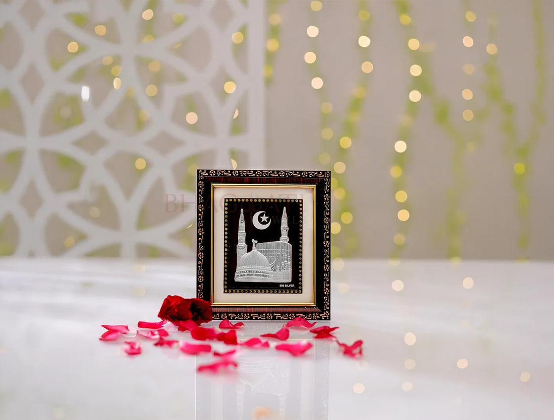 999 Silver Madina Frame for Gift Items  | Ideal Pure Silver Gift for Festivals & Weddings | Square Tabletop |5.5 X 5 Inch