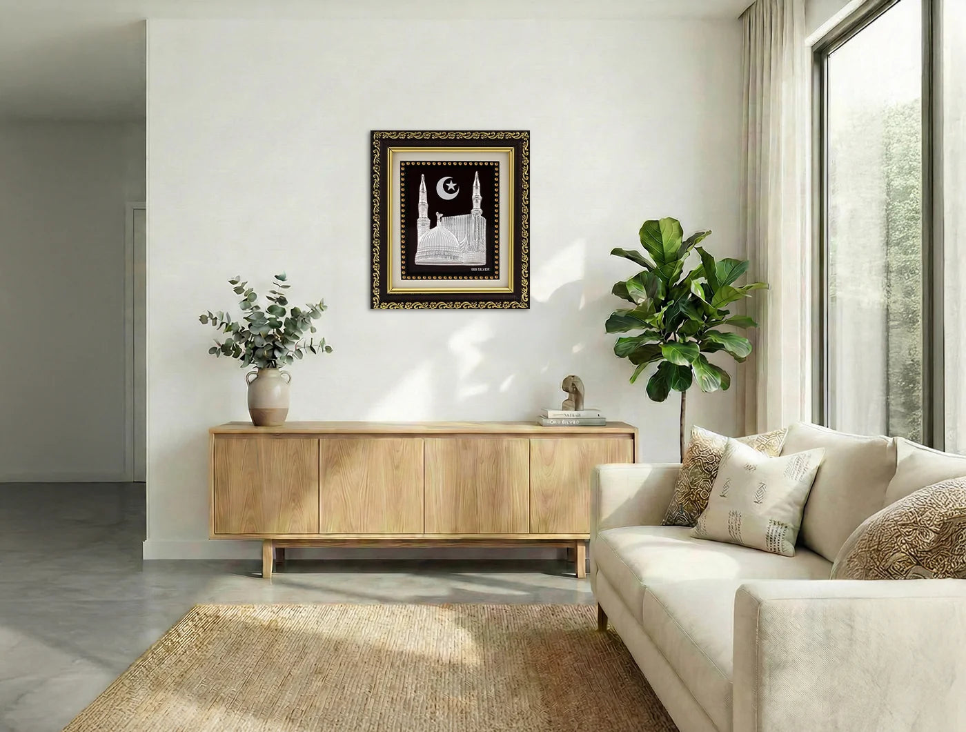 999 Silver Madina Frame for Gift Items  | Ideal Pure Silver Gift for Festivals & Weddings | Square Tabletop |5.5 X 5 Inch