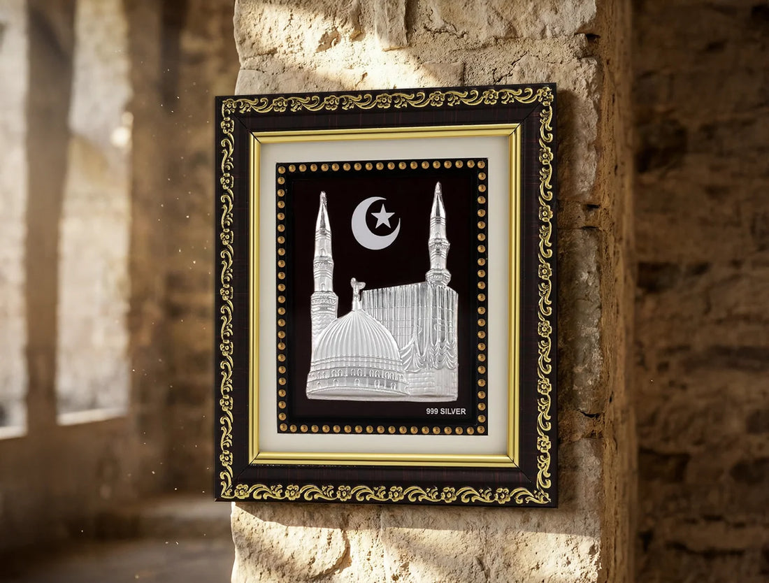 999 Silver Madina Frame for Gift Items  | Ideal Pure Silver Gift for Festivals & Weddings | Square Tabletop |5.5 X 5 Inch