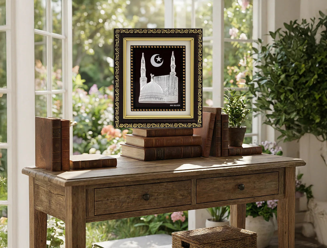 999 Silver Madina Frame for Gift Items  | Ideal Pure Silver Gift for Festivals & Weddings | Square Tabletop |5.5 X 5 Inch