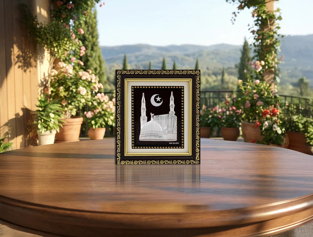 999 Silver Madina Frame for Gift Items  | Ideal Pure Silver Gift for Festivals & Weddings | Square Tabletop |5.5 X 5 Inch