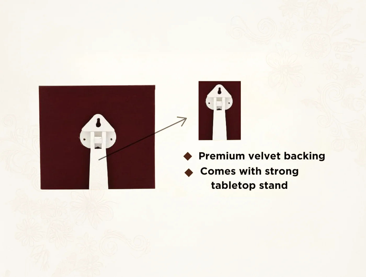 Silver Radhakrishna frame for gift items, square tabletop design, 5.5 x 5 inches, by Bhagwati Jewels