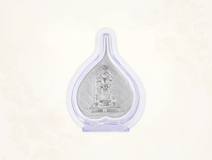 Pure Ramlalla Paan Stand | 999 Silver Ramlalla Idol with Pooja Pan for Home Temple | Luxury Spiritual & Corporate Silver Gift | Tabletop 4.25" x 3" |