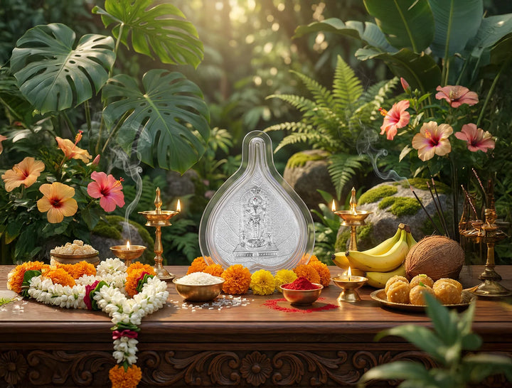 Pure Ramlalla Paan Stand | 999 Silver Ramlalla Idol with Pooja Pan for Home Temple | Luxury Spiritual & Corporate Silver Gift | Tabletop 4.25" x 3" |