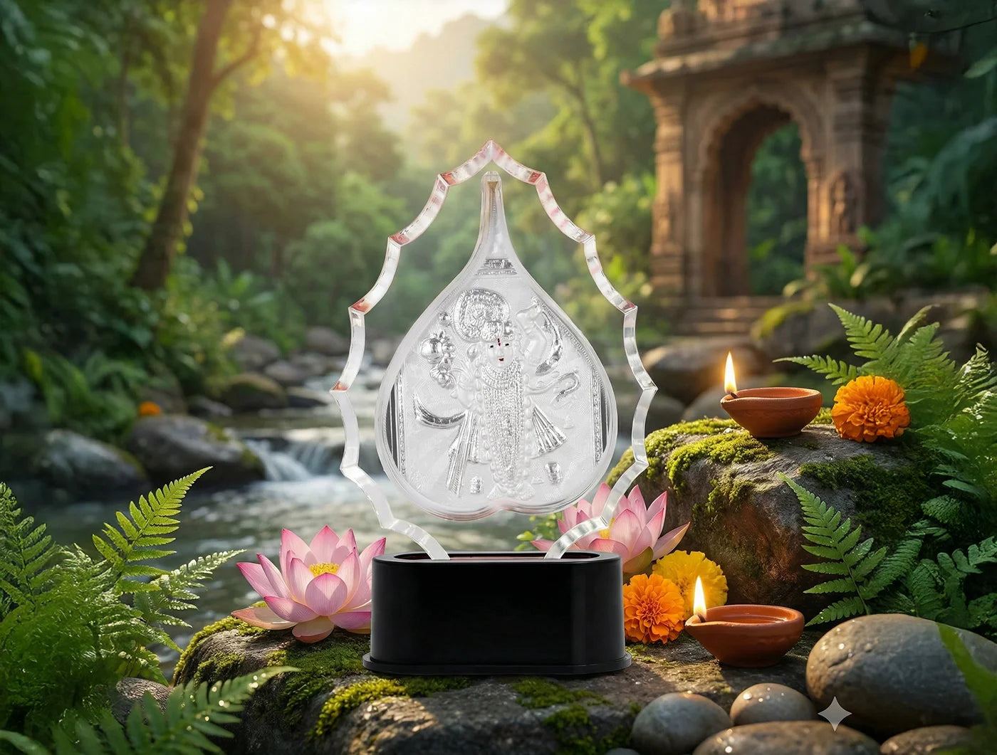 Silver frame of Shrinathji Pan Trophy, crafted in 999 silver with intricate details, by Bhagwati Jewels.