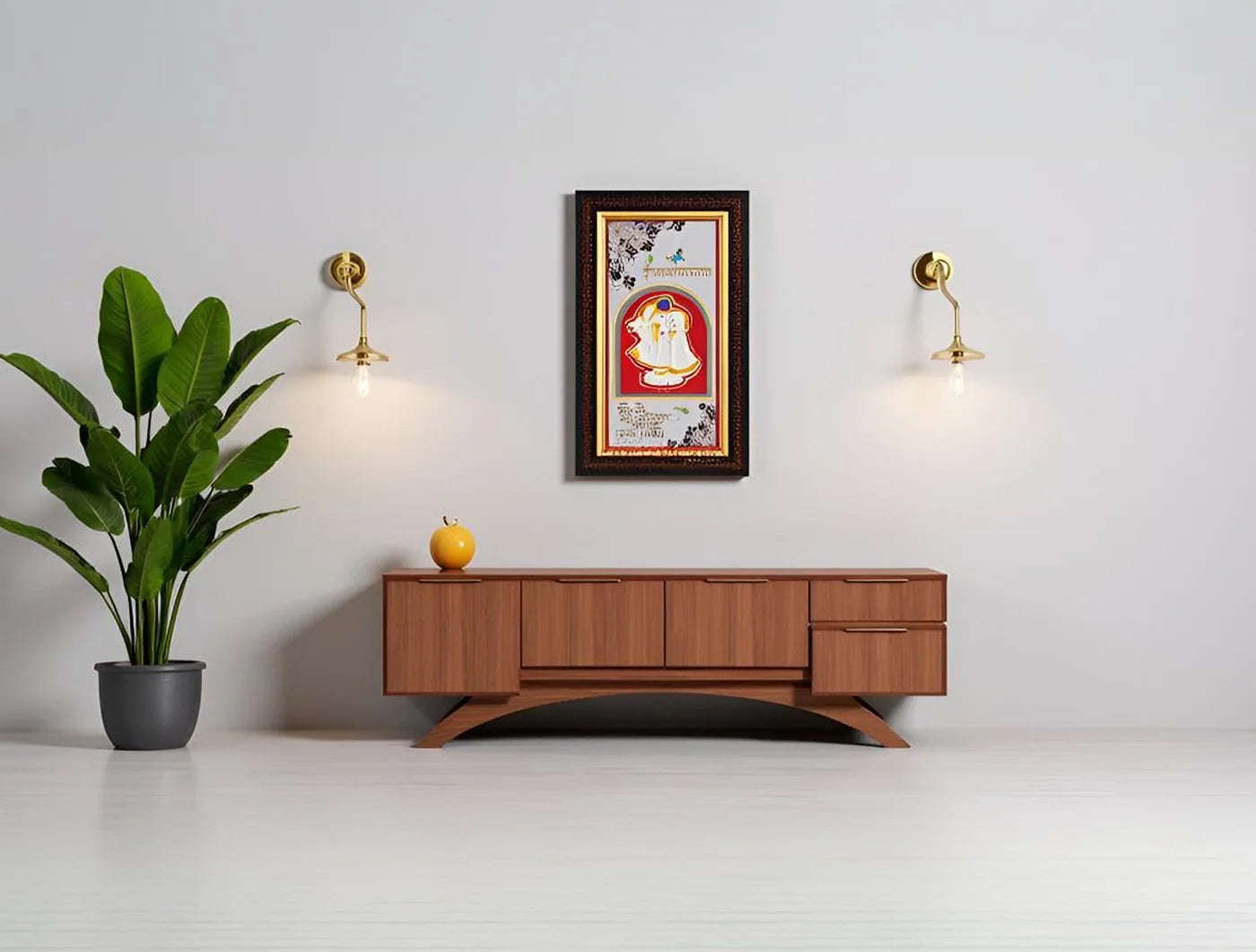 Silver Radha Krishna wooden square photo frame by Bhagwati Jewels featuring intricate silver design, perfect for home, temple, or office decor.