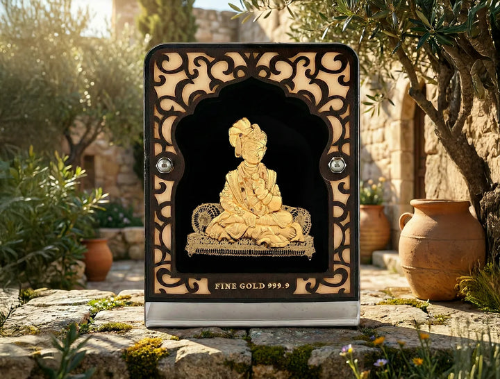Swaminarayan | 24KT Gold Stand | 4 x 3 Inch