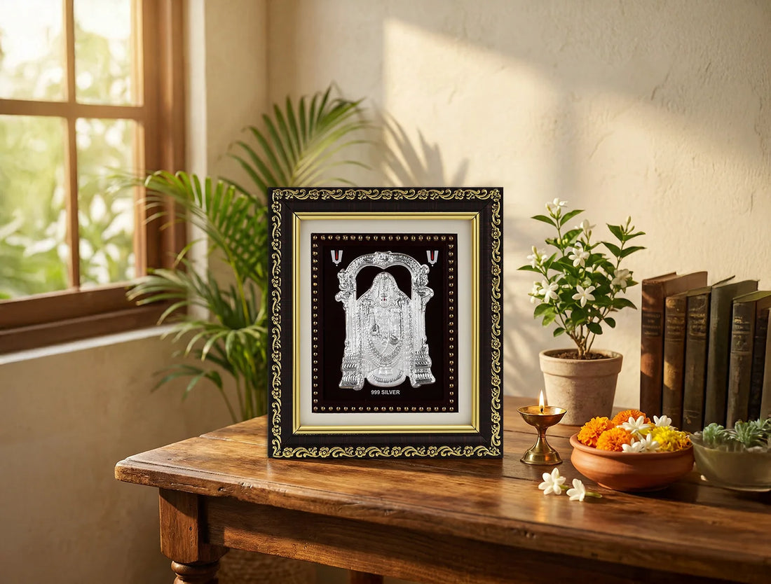 999 Pure Silver Tirupati Balaji, 5.5 x 5 inches, by BHAGWATI JEWELS.
