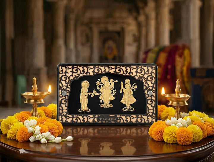 Yamunaji Shrinathji Mahaprabhuji | 24KT Gold Stand | 7.75 x 4.50 Inch